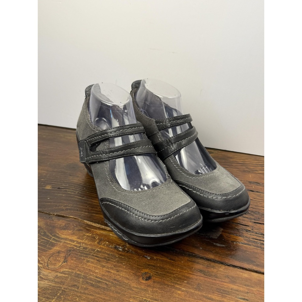J-41 Kyoto Shoes Womens Size‎ 9.5 Gray Black Mary Jane Wedge Comfort Casual